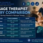 A table showing massage therapist salary comparison
